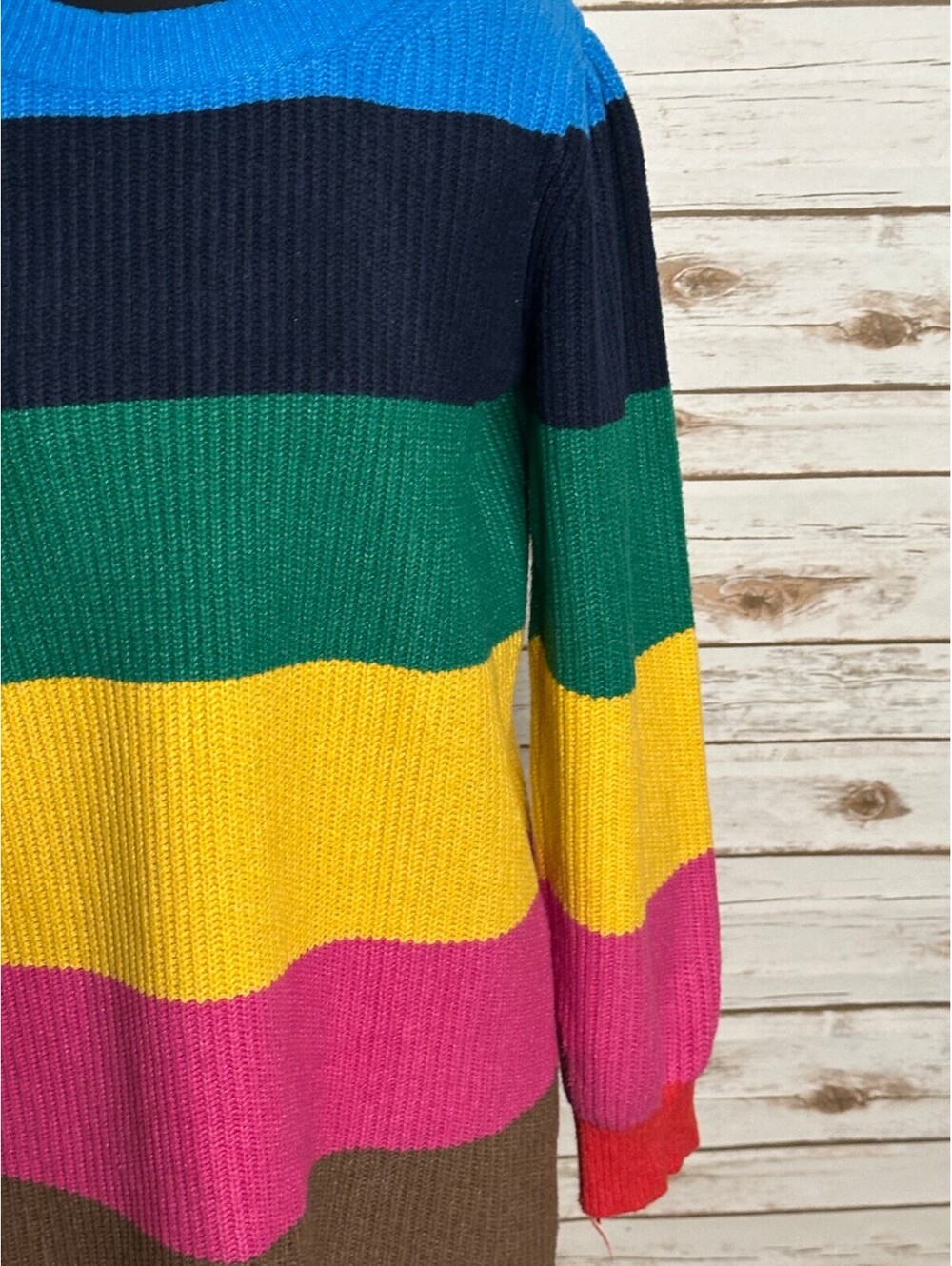 GAP Kids multicolored colorblock striped pullover knit sweater XL(12) dopemine - Picture 2 of 6